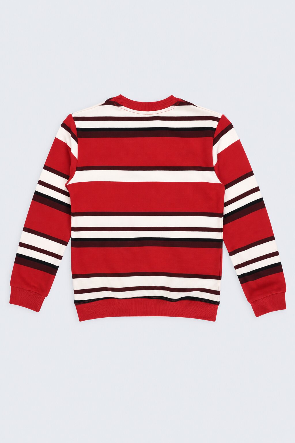 Tweens Boys Striped Red Crew Neck Sweatshirt - Image 3