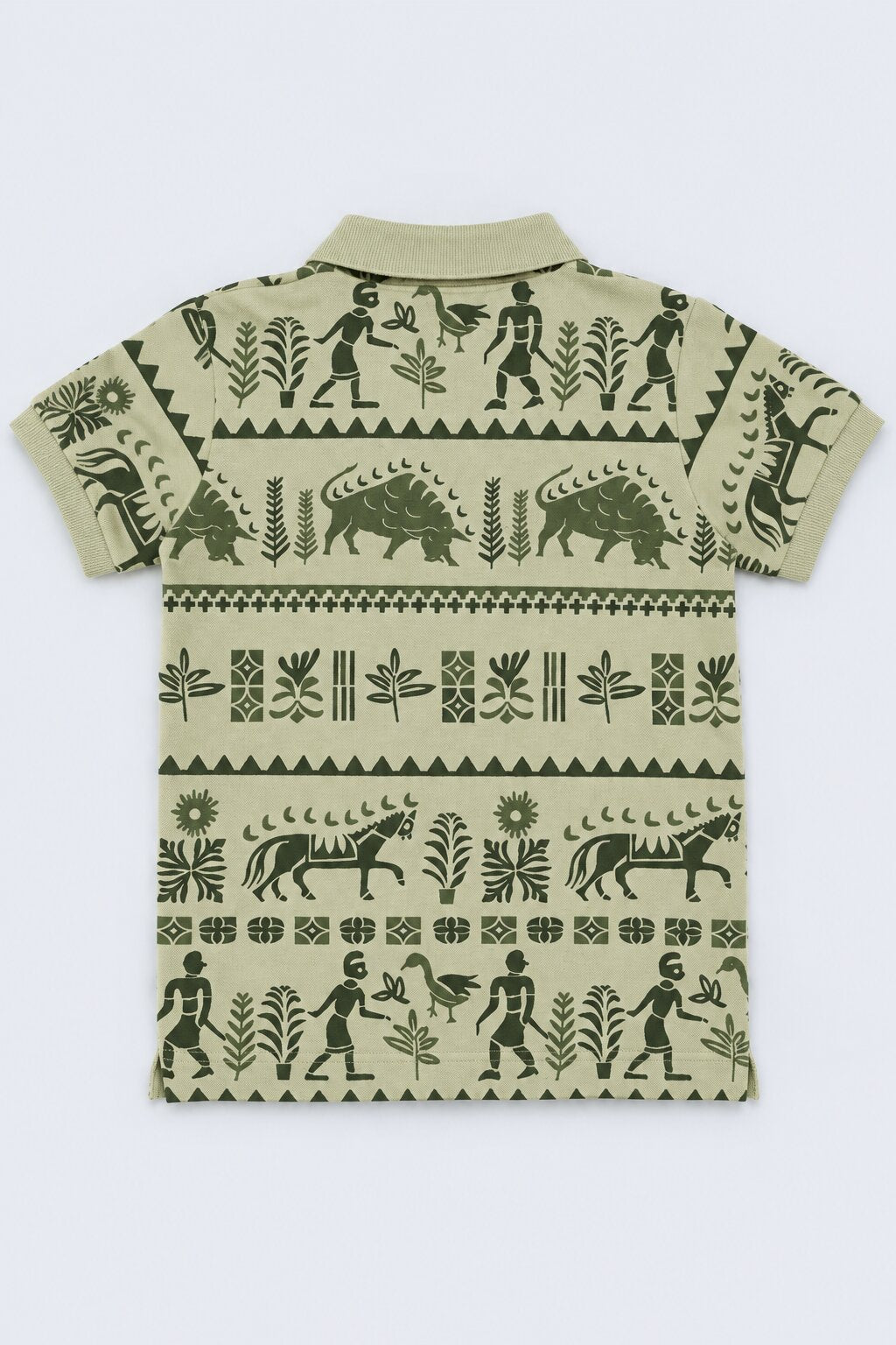Tweens Boys Olive Nomad Print Polo T-Shirt - Image 4