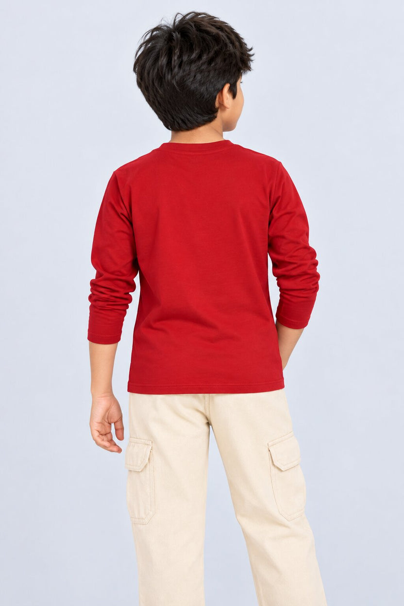 Tweens Boys Maroon Graphic Print T-Shirt - Image 3