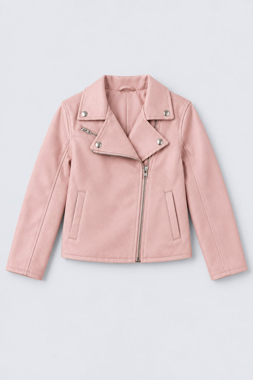 Tweens Girls Pink Biker Style Jacket - Image 2
