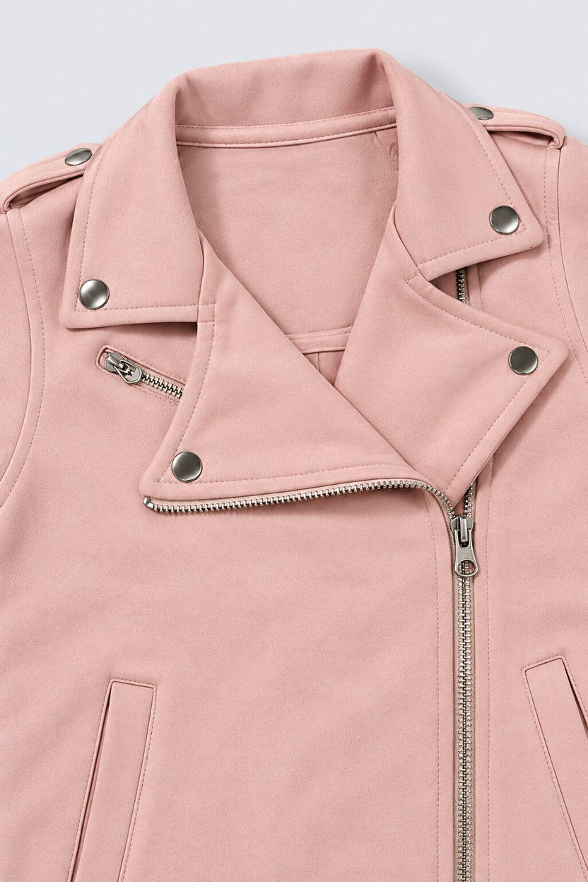Tweens Girls Pink Biker Style Jacket - Image 5