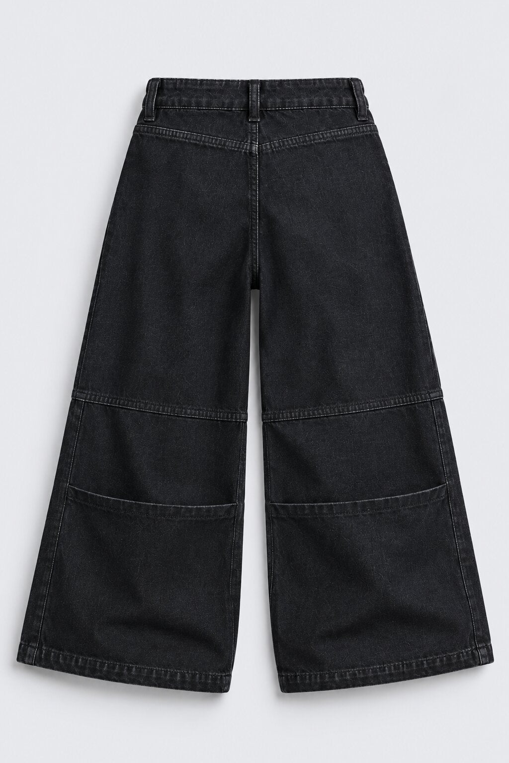 Tweens Girls Black Wide Leg Cargo Jeans - Image 4
