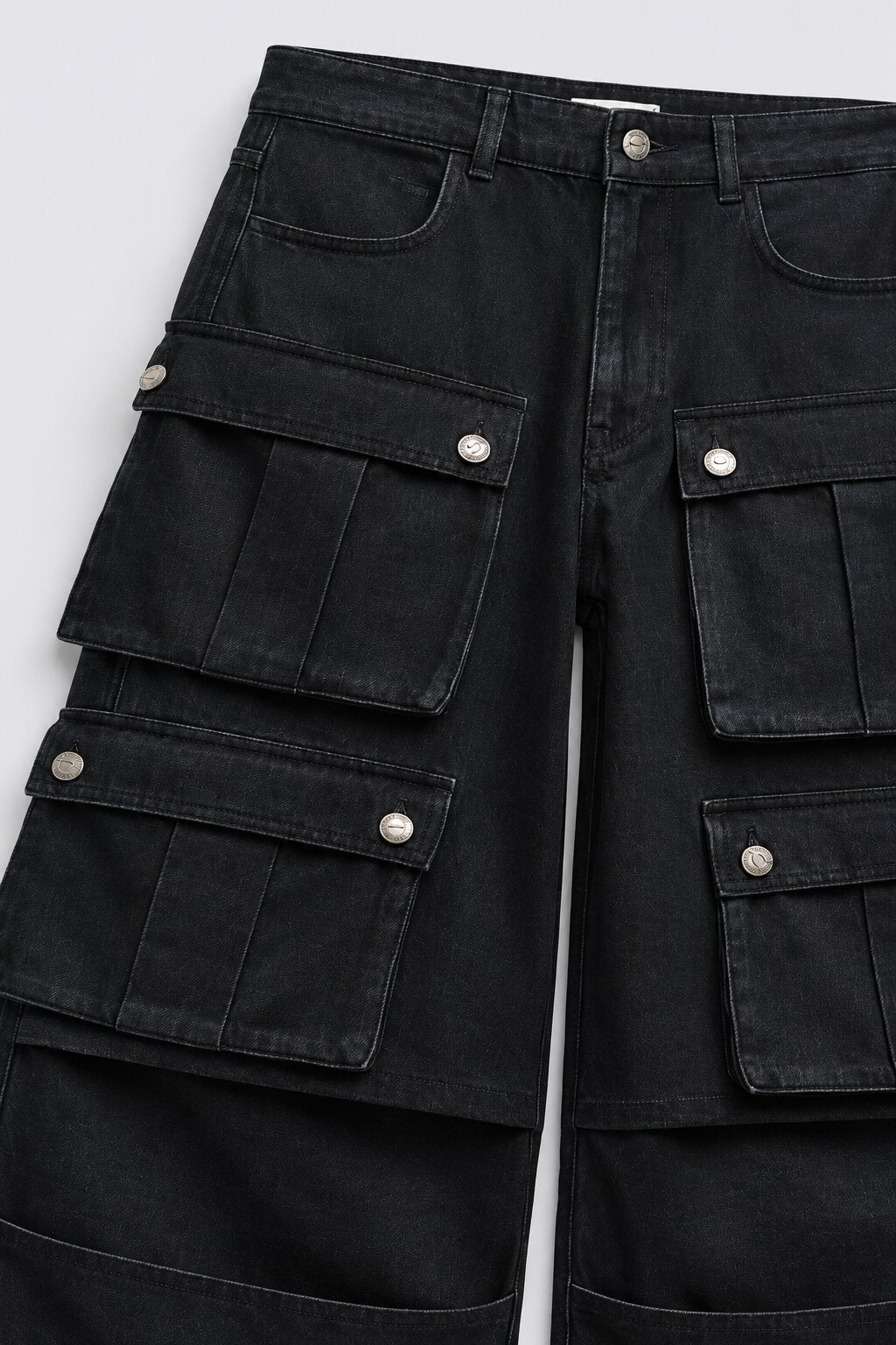 Tweens Girls Black Wide Leg Cargo Jeans - Image 6