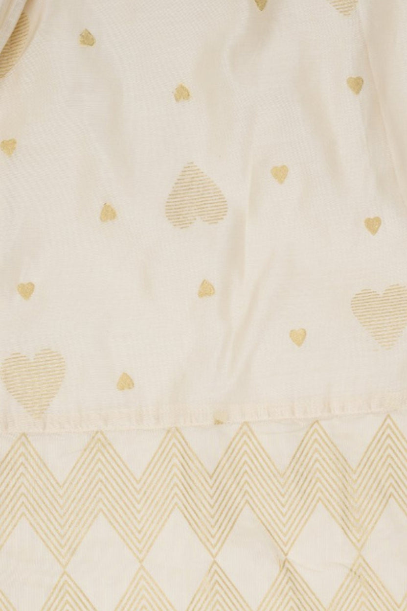 Womens Cream Heart Print Chanderi Palazzos - Image 8