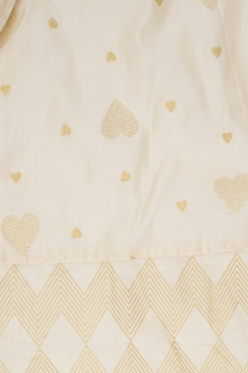 Womens Cream Heart Print Chanderi Palazzos - Image 8