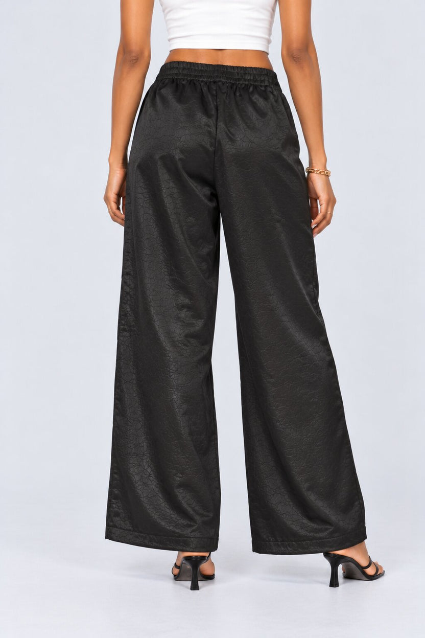 Womens Black Textured Regular Fit Pants - Image 5