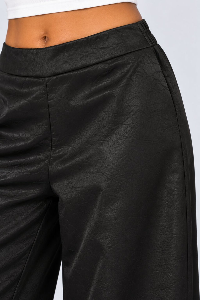 Womens Black Textured Regular Fit Pants - Image 9