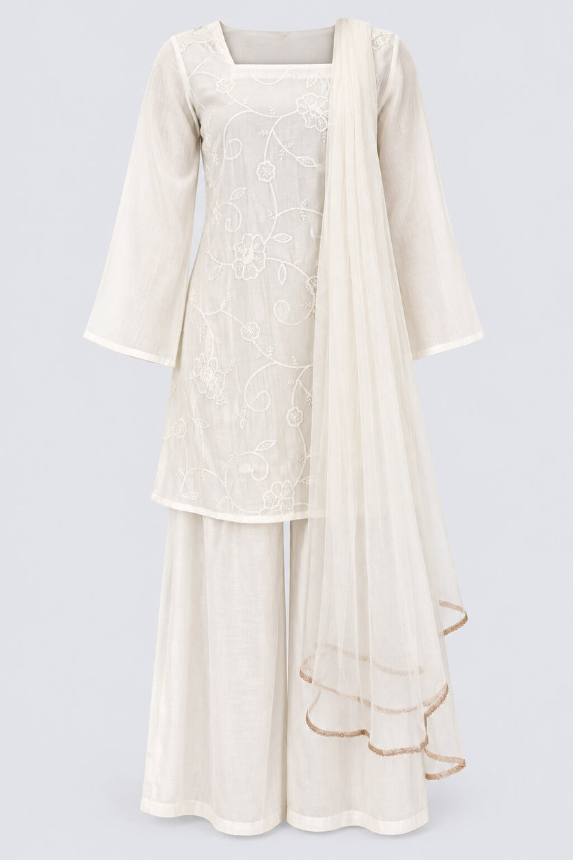 Womens Off White Roman Silk Kurta Set - Image 7