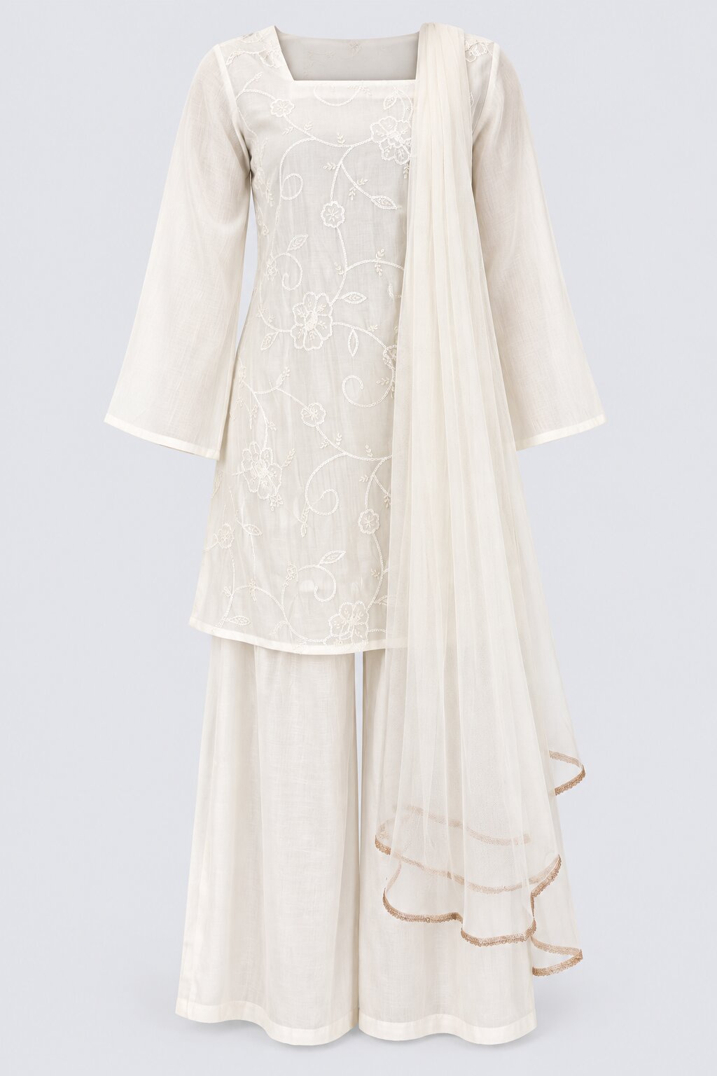 Womens Off White Roman Silk Kurta Set - Image 7