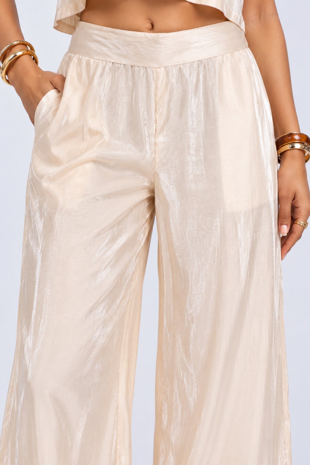 Womens Off White Shoulder Straps Co Ord Set - Image 4