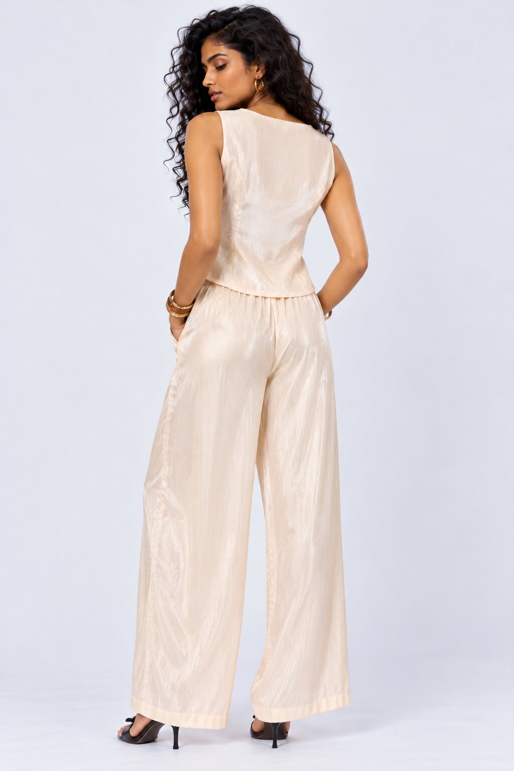 Womens Off White Shoulder Straps Co Ord Set - Image 5