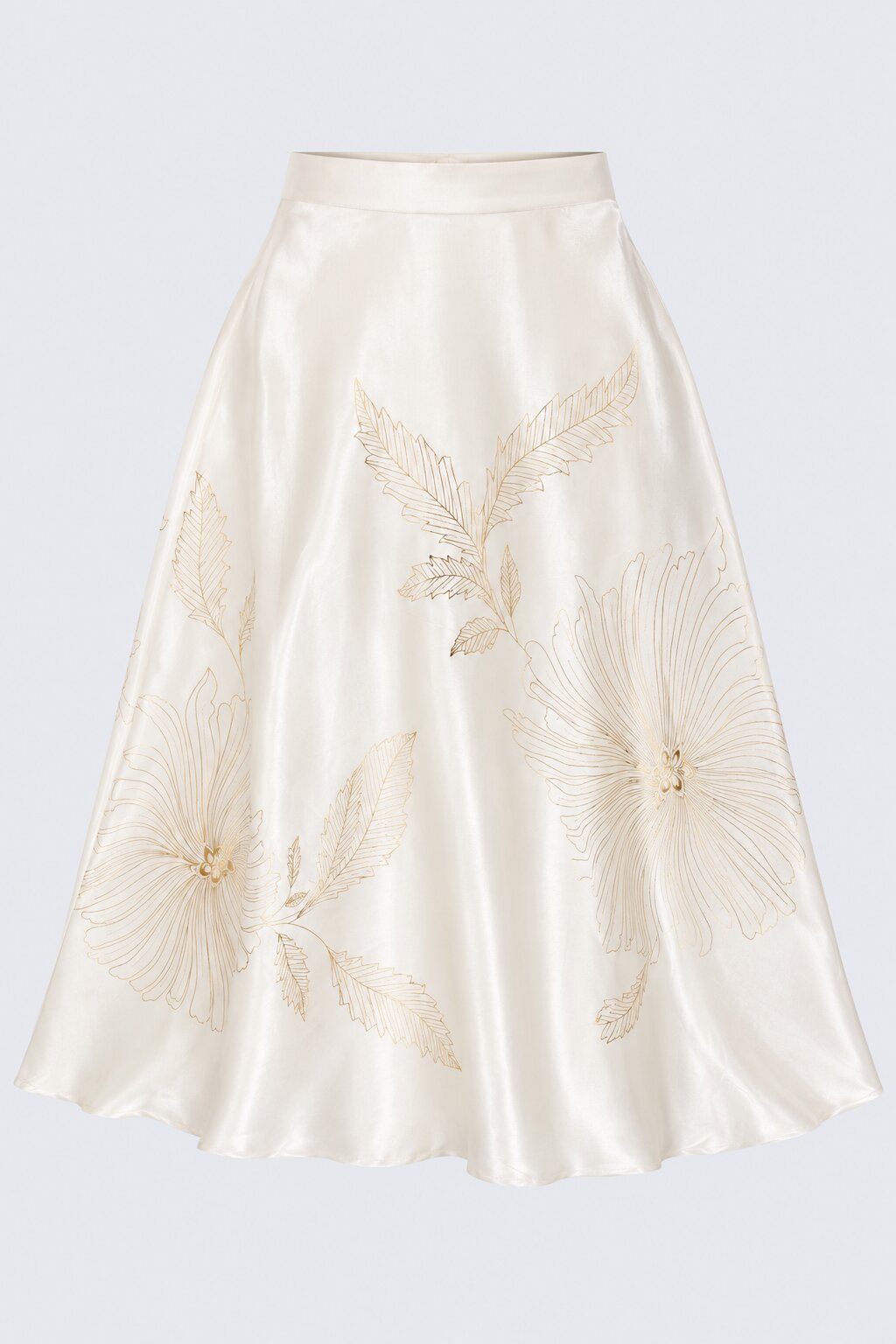 Womens Off White Floral Shimmer Satin Skirt - Image 7