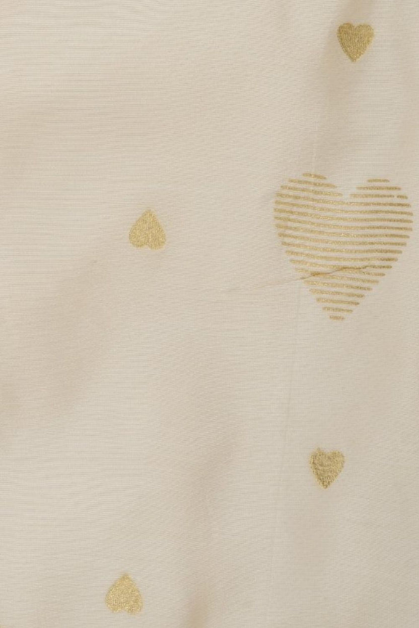 Womens Cream Heart Print Chanderi Waistcoat - Image 8
