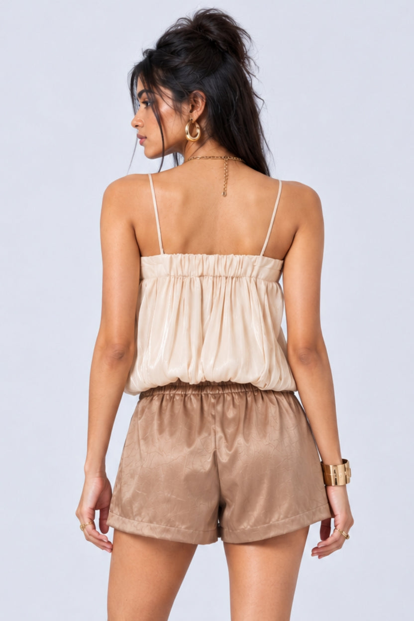 Off White Satin Crush Bow Detail Party Wear Top - Image 5