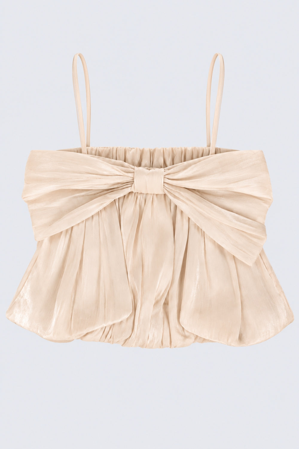 Off White Satin Crush Bow Detail Party Wear Top - Image 7