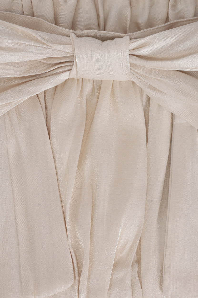 Off White Satin Crush Bow Detail Party Wear Top - Image 8