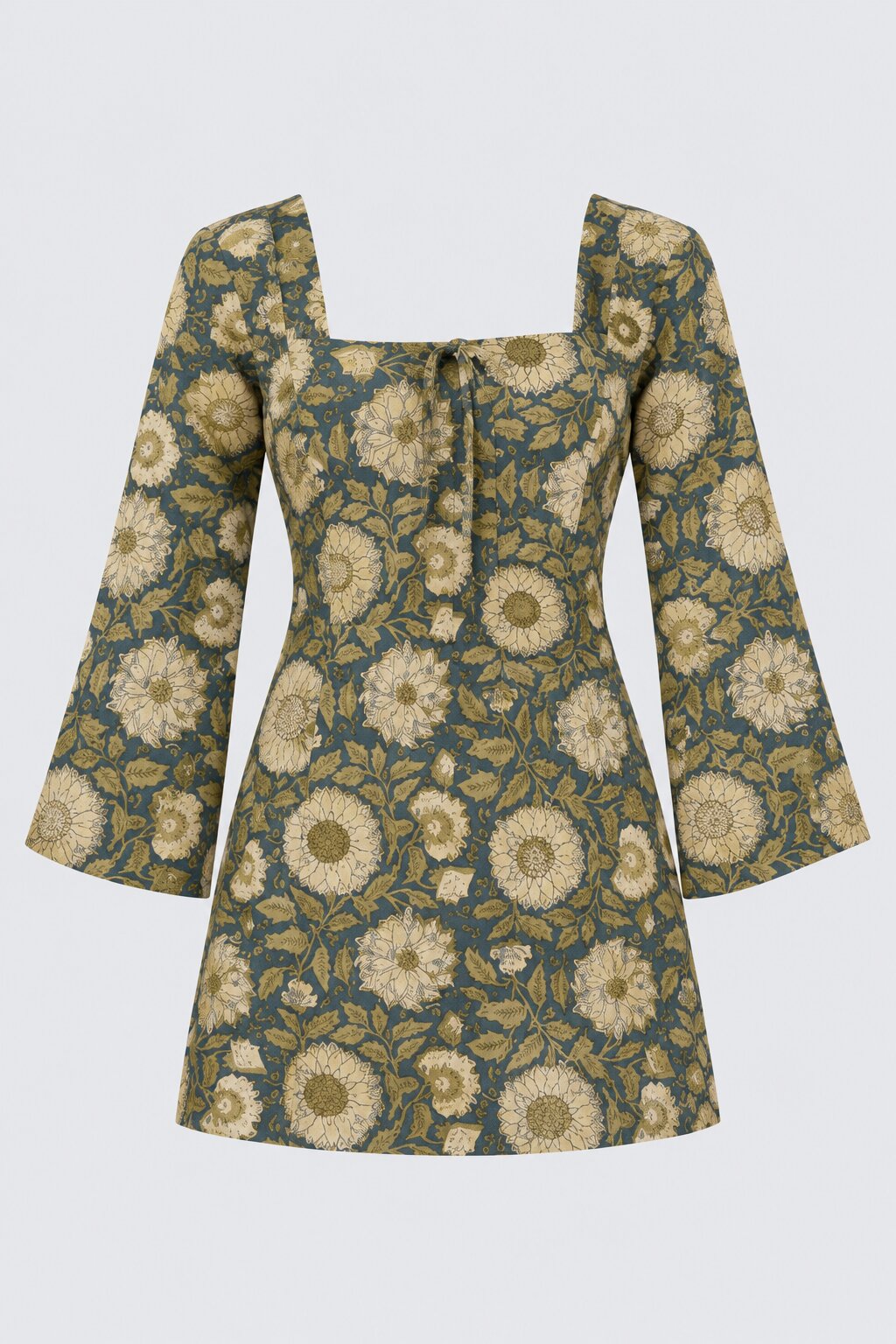 Womens Green Floral Cambric Square Neck Top - Image 7