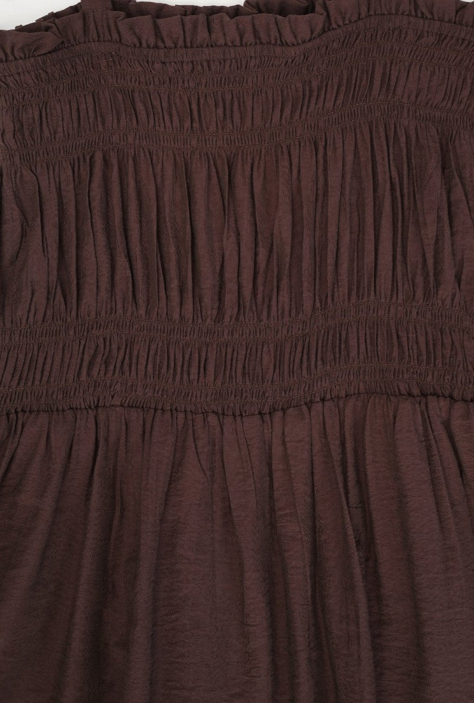 Brown Smocked Bodice Strappy Midi Dress - Image 8