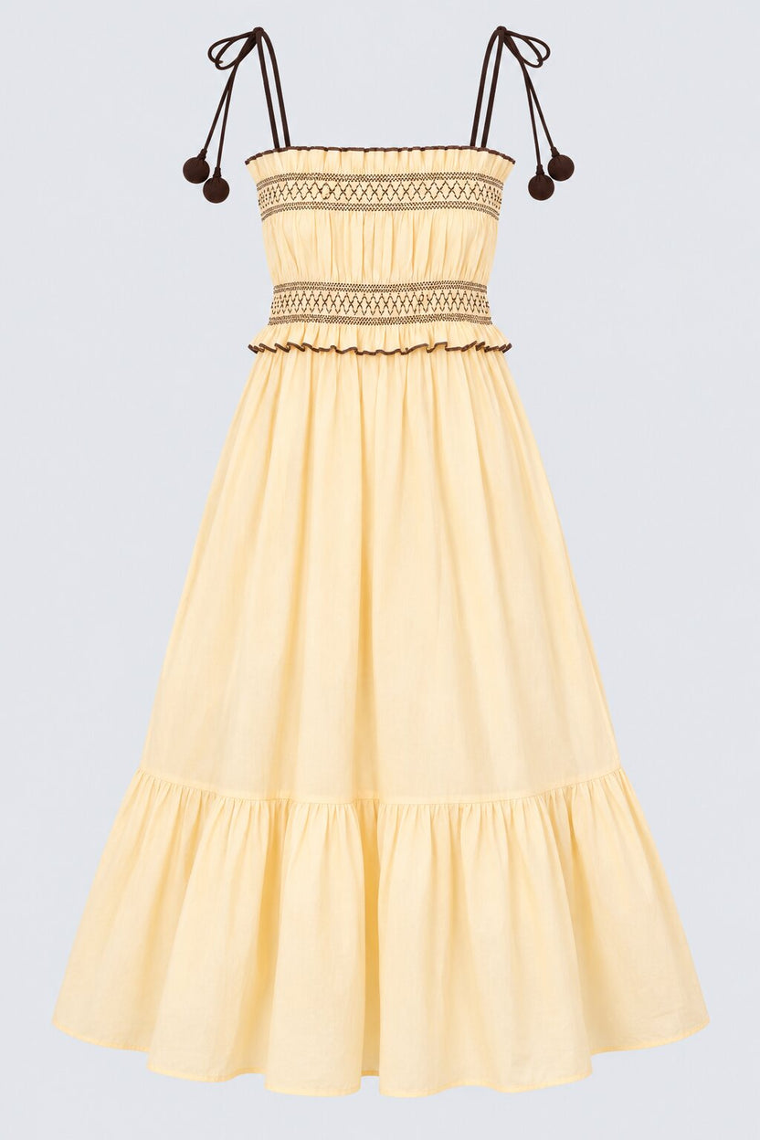 Beige Embroidered Strappy Tiered Maxi Dress - Image 7