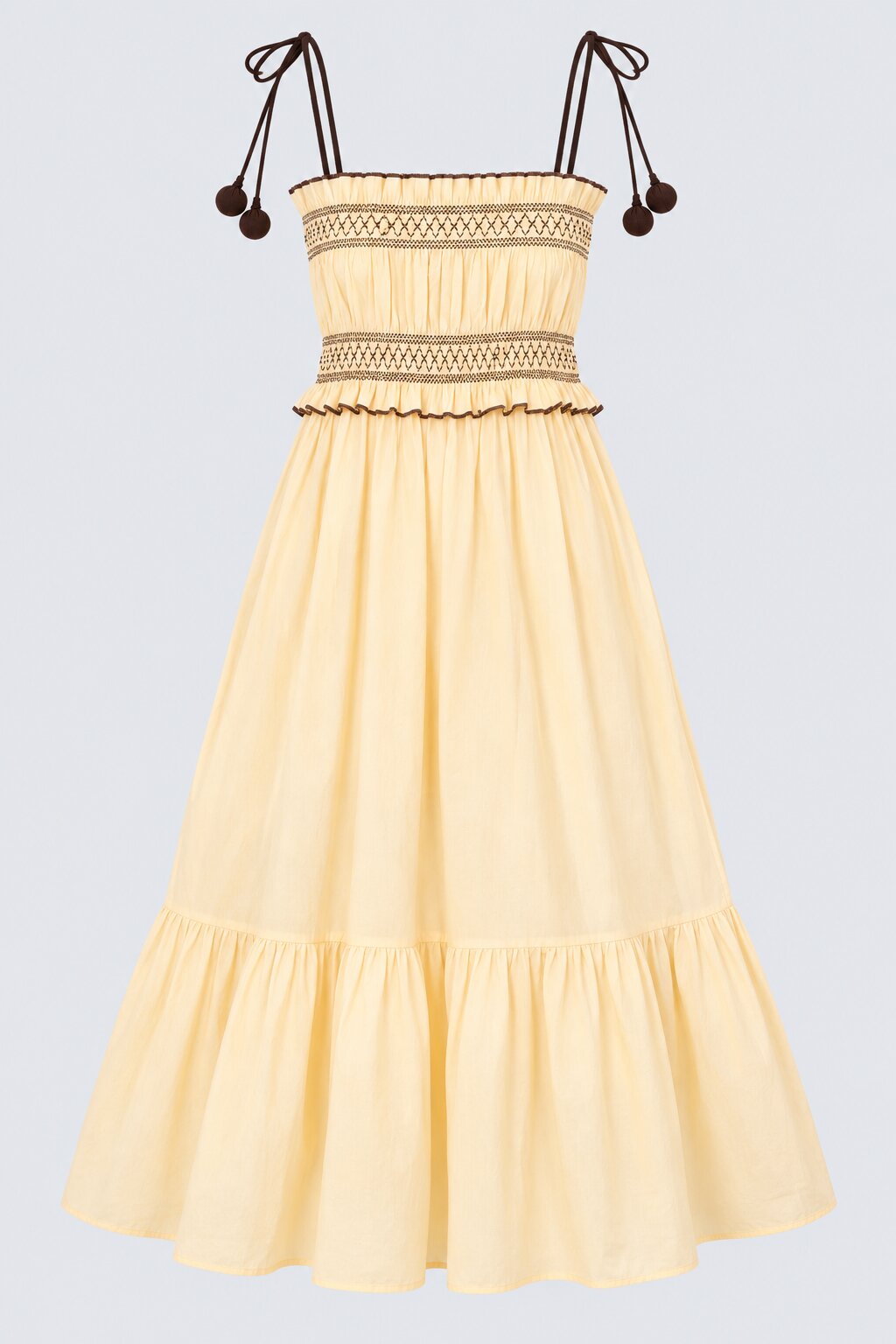 Beige Embroidered Strappy Tiered Maxi Dress - Image 7