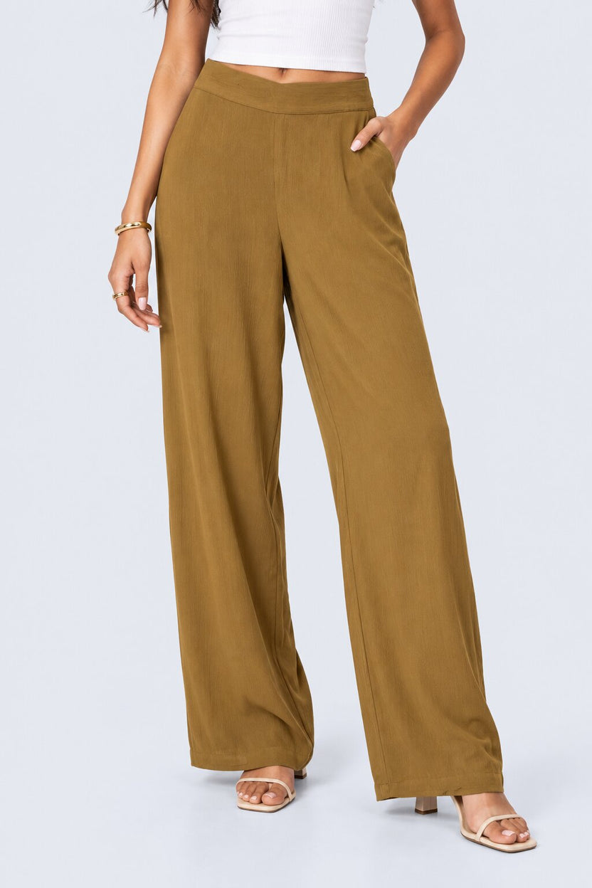 Olive Textured Shirt And Wide-Leg Co-Ord - Image 4