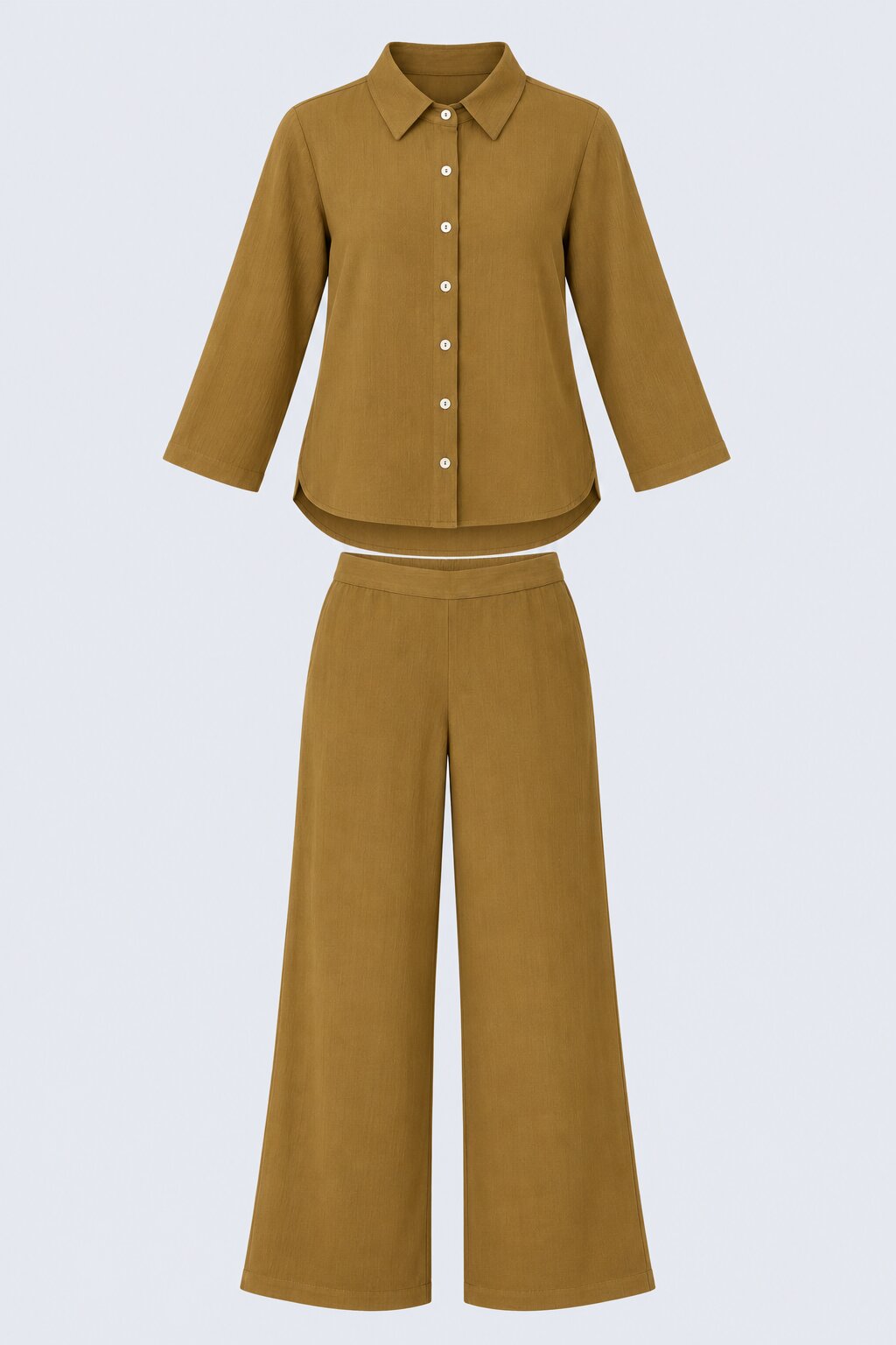 Olive Textured Shirt And Wide-Leg Co-Ord - Image 7