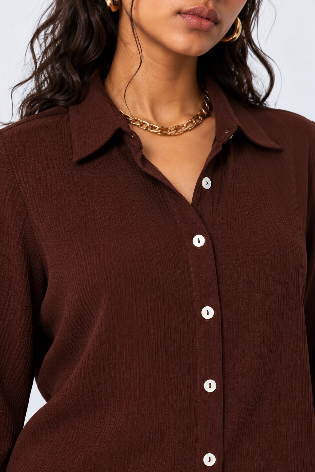 Brown Textured Shirt And Wide-Leg Co-Ord - Image 9