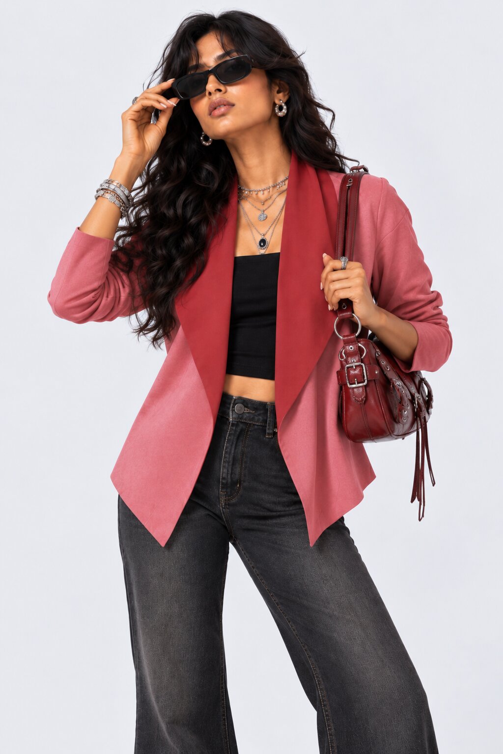 Womens Pink Classic Open Front Tailored Shrug - Image 1