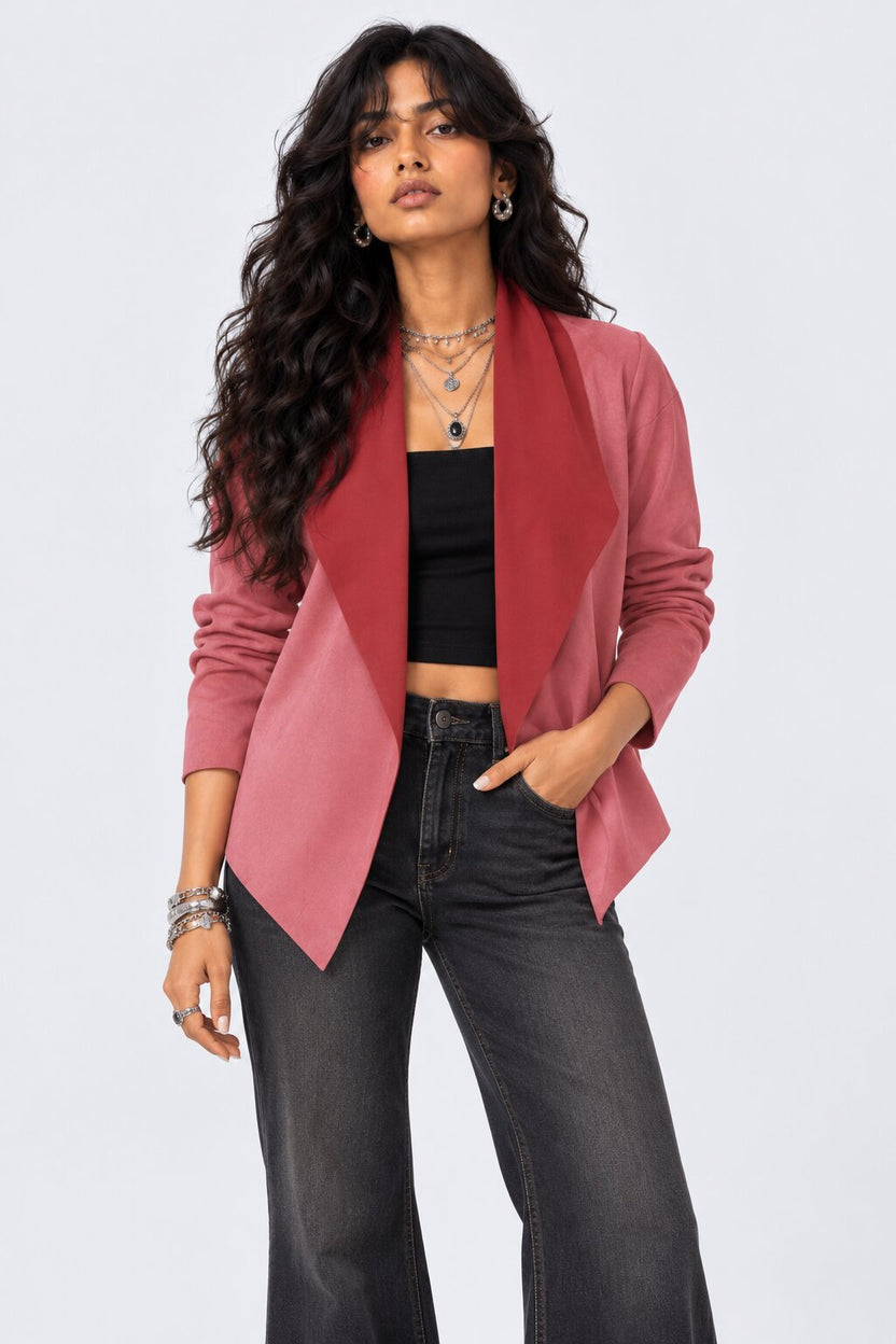 Womens Pink Classic Open Front Tailored Shrug - Image 2