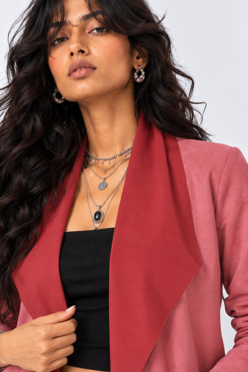 Womens Pink Classic Open Front Tailored Shrug - Image 3