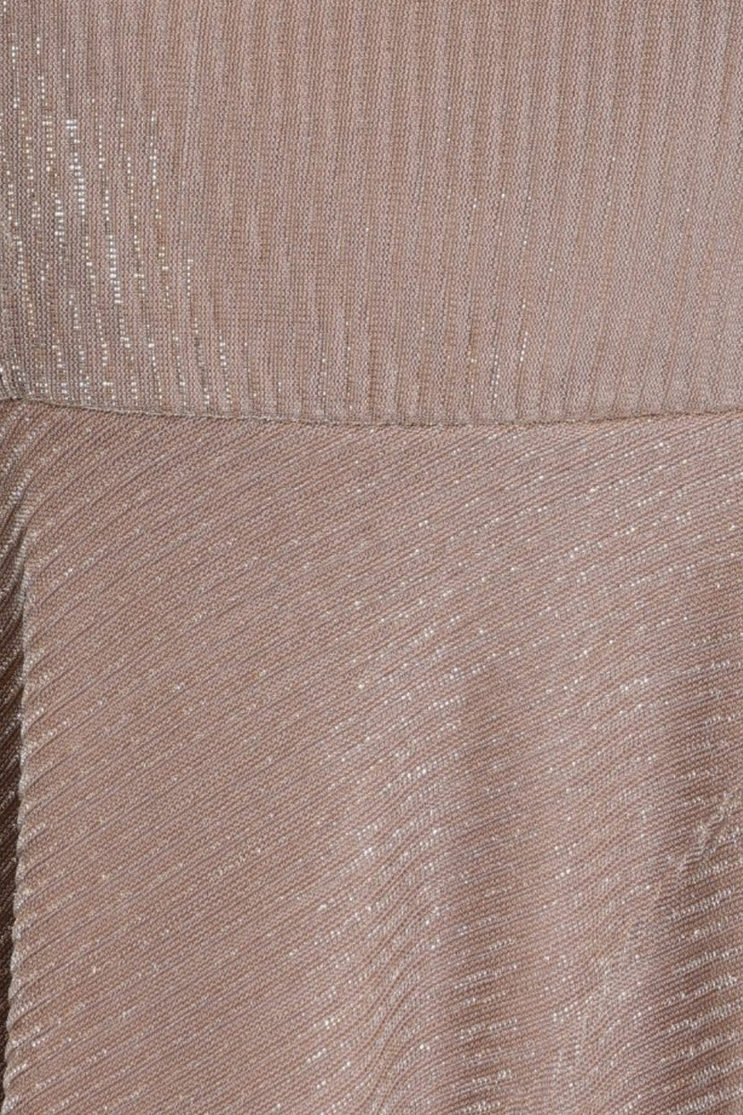 Beige Shimmer Draped Maxi Evening Dress - Image 5