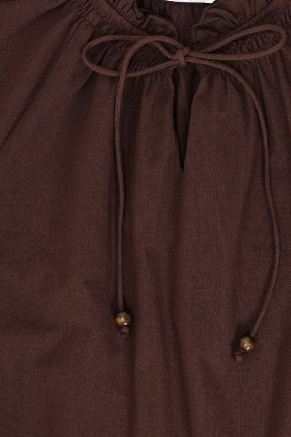 Brown Floral Embroidered Ruffle Neck Top - Image 7