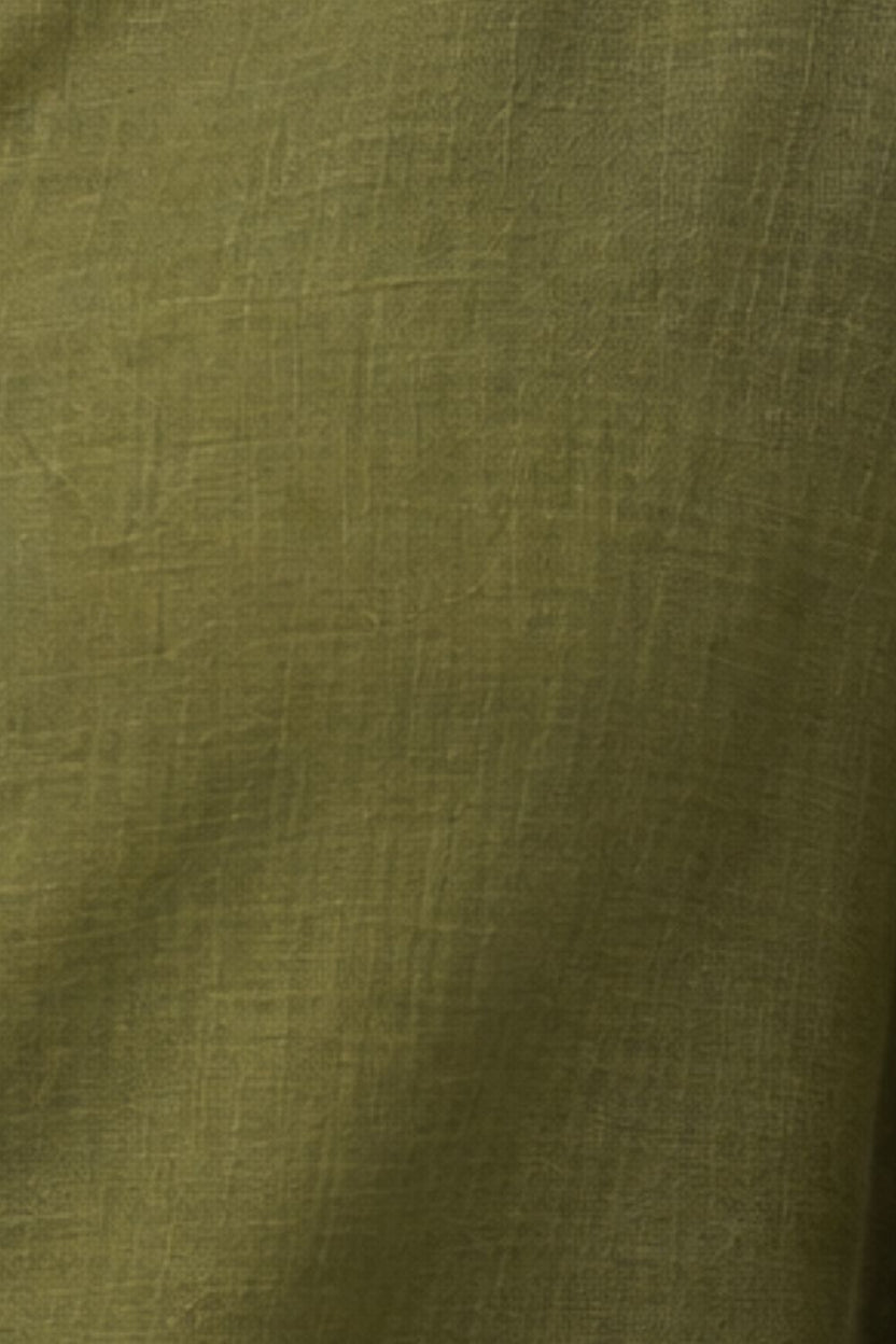 Womens Olive Embroidered Sleeve Button Front Top - Image 8