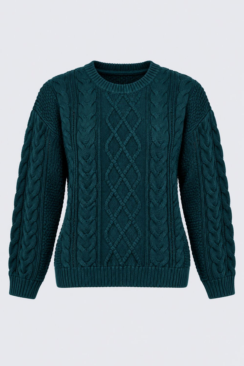 Womens Textured Cable Knit Pullover Sweater - Image 7