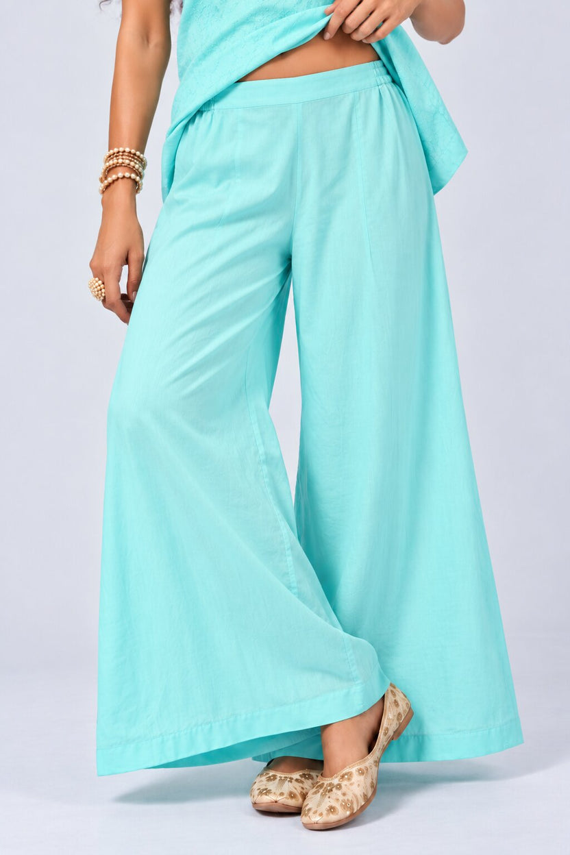 Womens Aqua Embroidered Strappy 3 Pcs Set - Image 2
