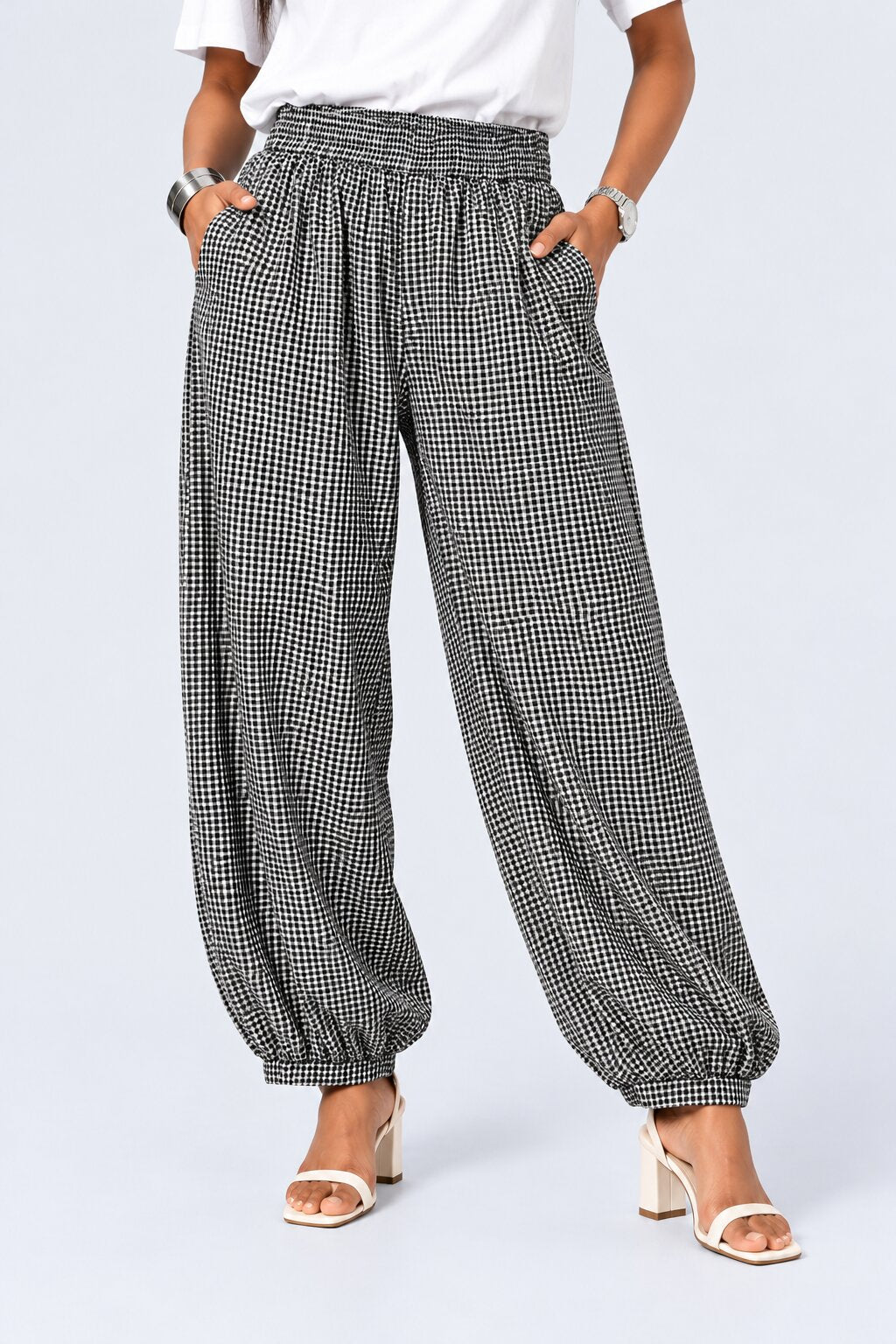 Womens Black Gingham Lace Detail Co-Ord Set - Image 4