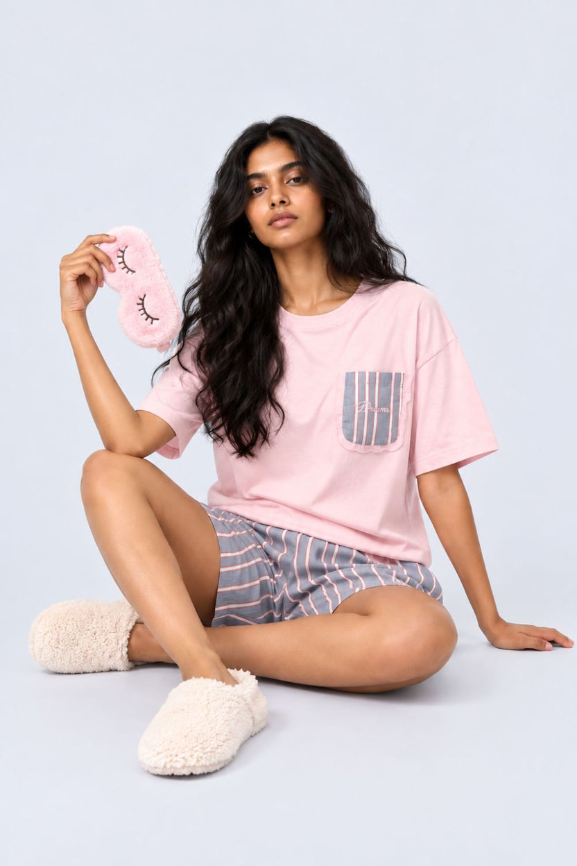 Womens Blue Stripe Print Lounge Set - Image 6
