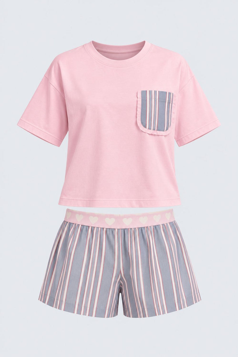 Womens Blue Stripe Print Lounge Set - Image 7