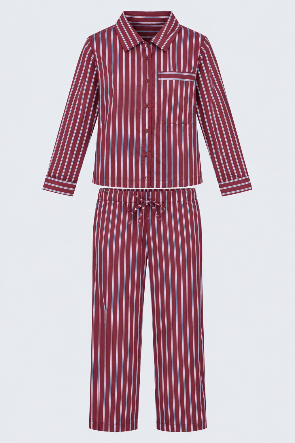 Womens Burgundy Stripe Print Pyjama Set - Image 7