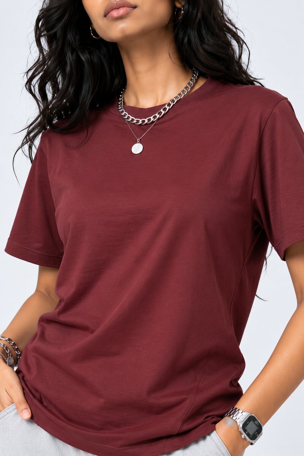 Womens Maroon Wear Regular Fit T-Shirt - Image 3