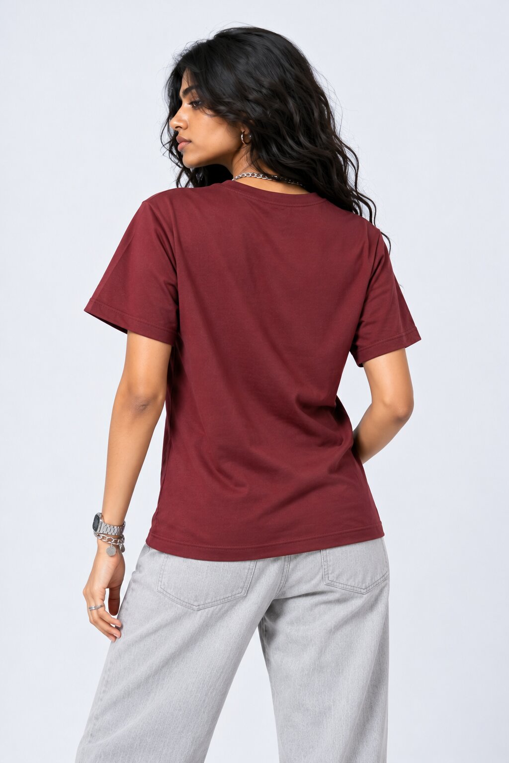 Womens Maroon Wear Regular Fit T-Shirt - Image 4