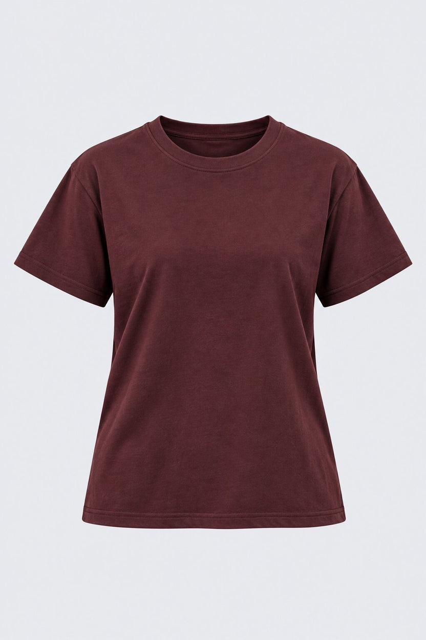 Womens Maroon Everyday Regular Fit T-Shirt - Image 7