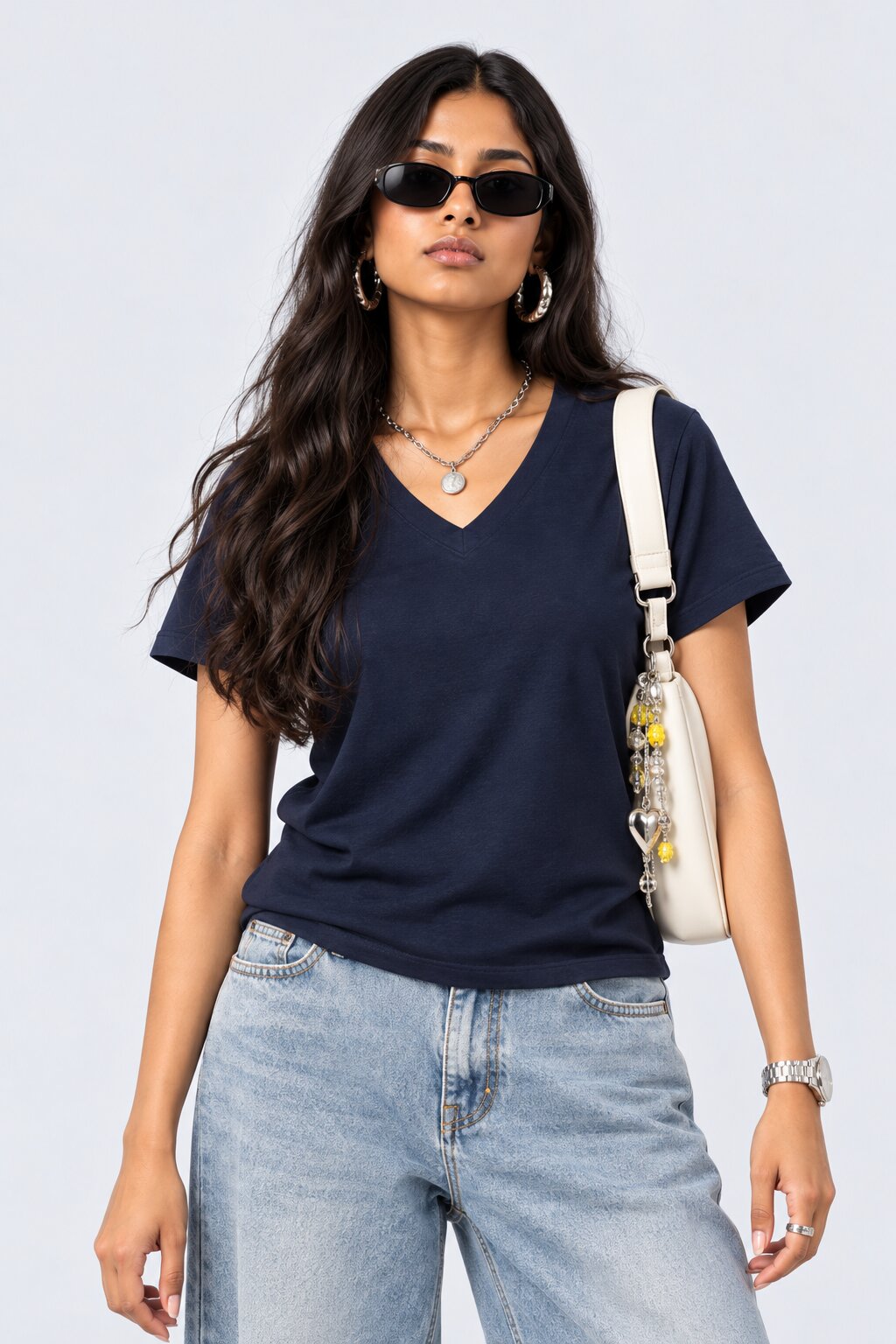 Womens Navy Everyday Regular Fit T-Shirt - Image 1