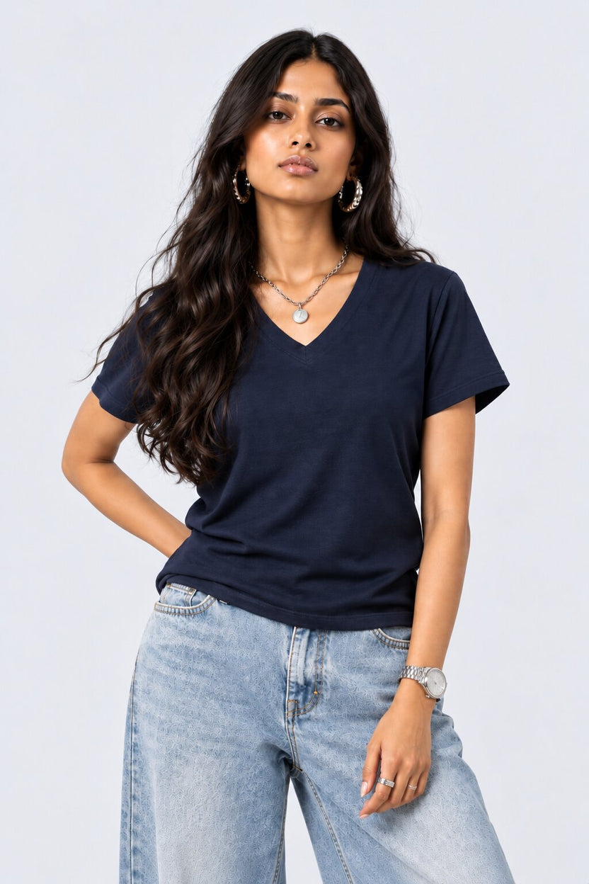 Womens Navy Everyday Regular Fit T-Shirt - Image 2