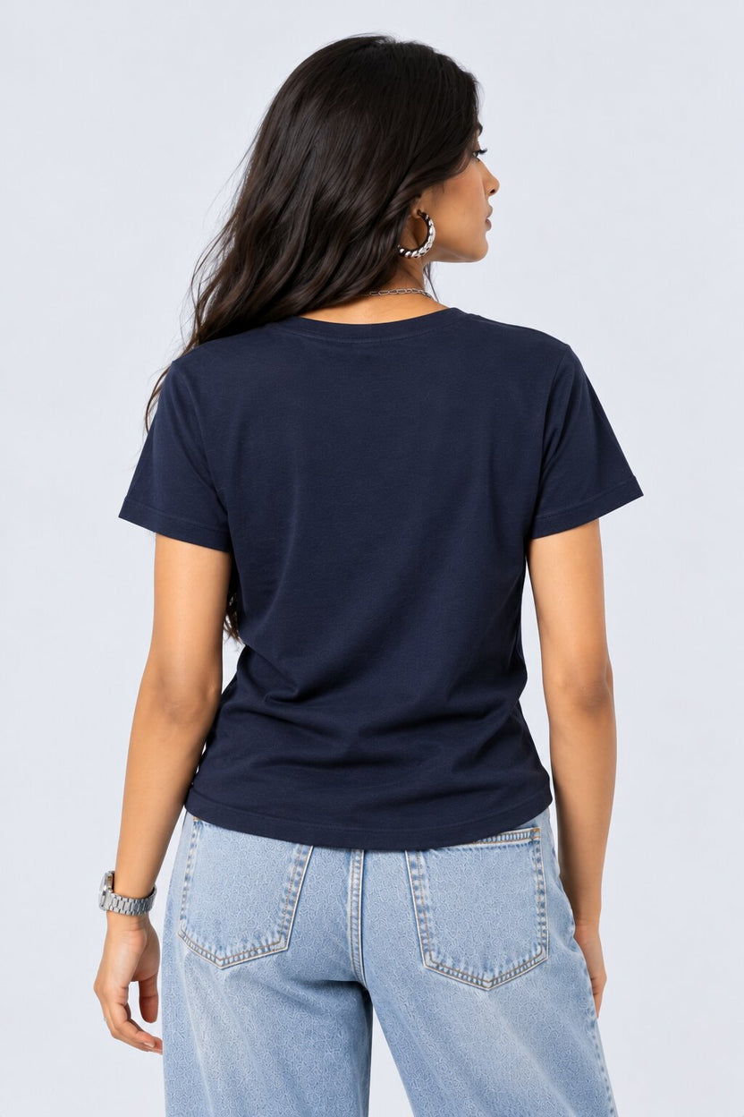 Womens Navy Everyday Regular Fit T-Shirt - Image 5