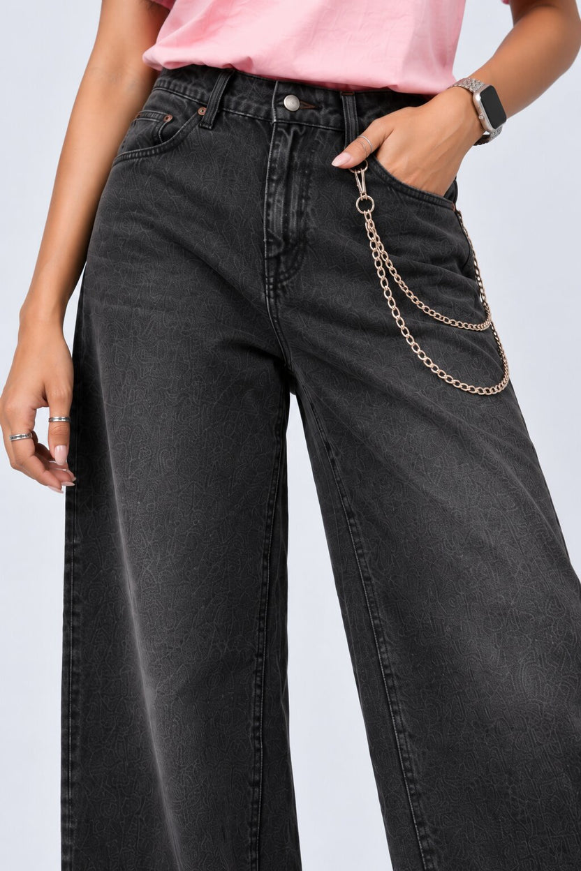 Womens Charcoal Loose Fit Jeans With 5 Pocket - Image 9