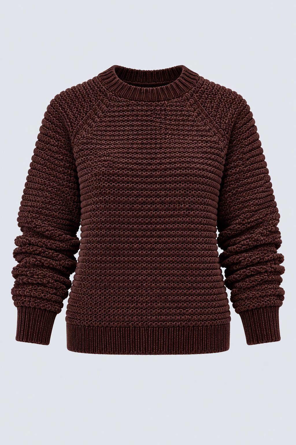 Womens Brown Textured Knit Crew Neck Sweater - Image 6