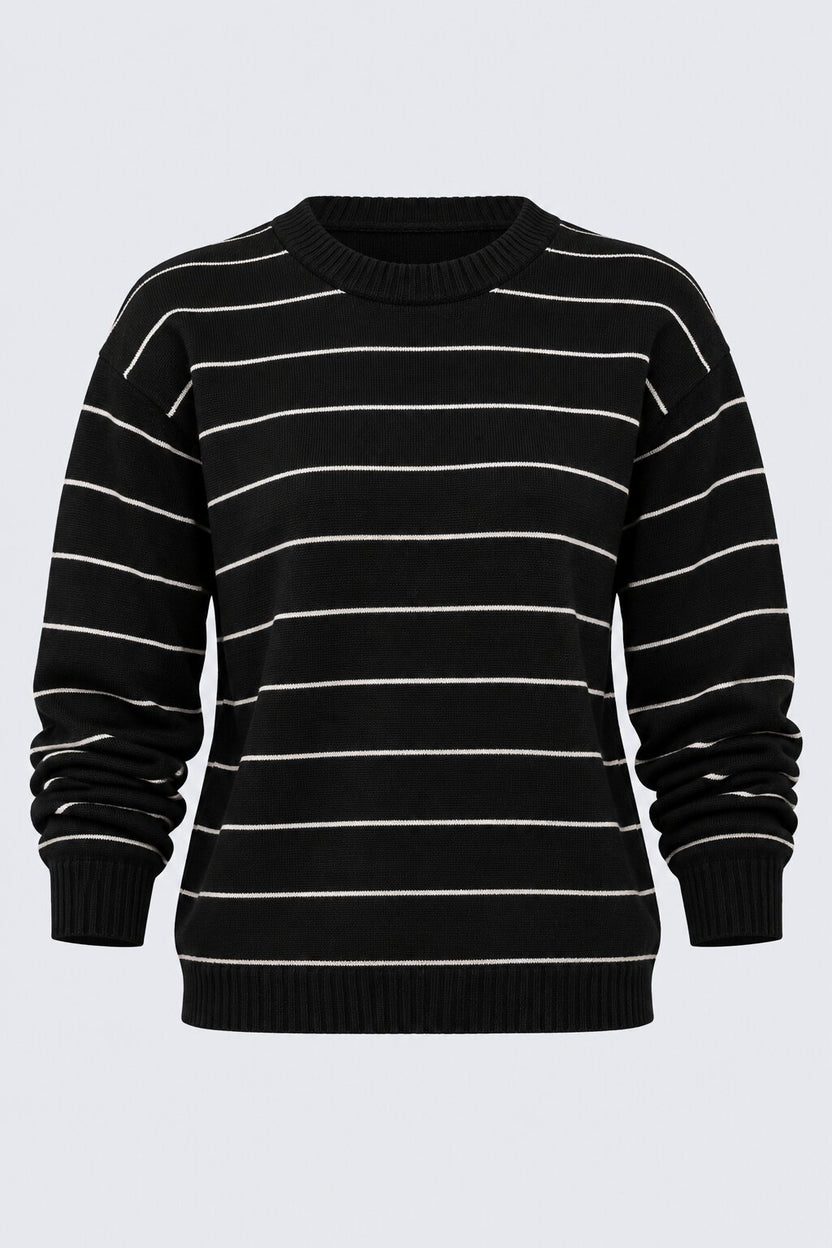 Womens Black Stripes Regular Fit Sweater - Image 6