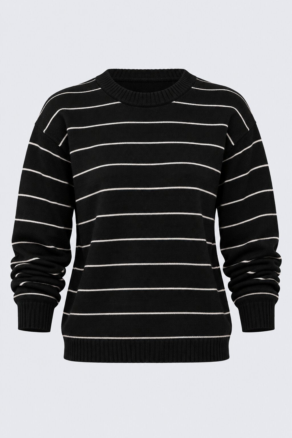 Womens Black Stripes Regular Fit Sweater - Image 6