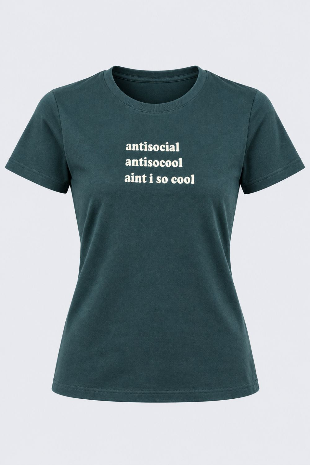 Womens Teal Slogan Print Crew Neck T-Shirt - Image 7